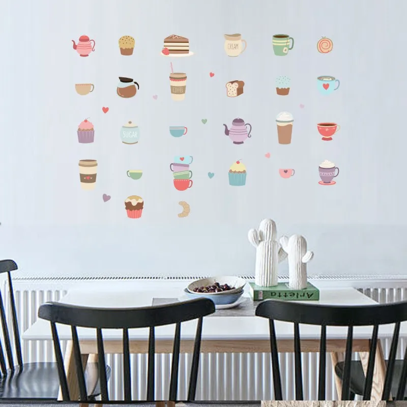 Ins стиль красочные кексы хлеб наклейки на стену мультфильм хлебобулочные