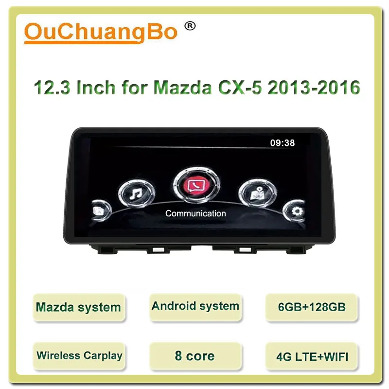 구매 Ouchuangbo 4G 자동차 라디오 GPS 헤드 유닛 12.3 인치 Mazda CX-5 2013-2016 올인원 무선 Carplay 6GB 128GB Blu-ray Android 10 스테레오