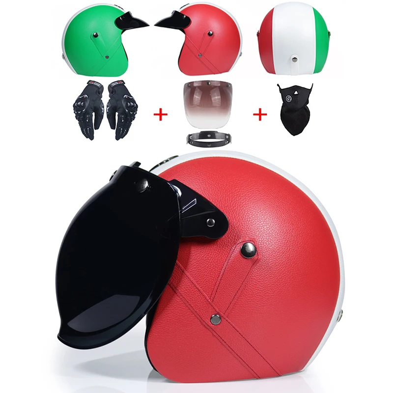 

Шлем с открытым лицом 3/4, мотоциклетный винтажный Ретро мотокросс, шлем для струйной защиты, пилот, мопеды, скутер, кафе, гоночный шлем