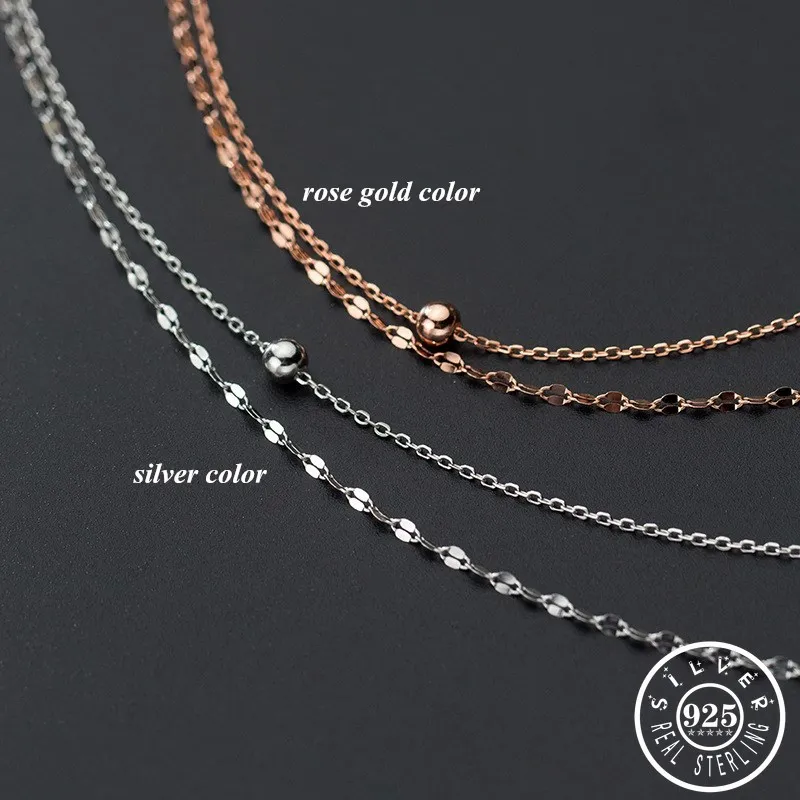 925 стерлингового серебра минималистский розовое золото Цвет двойное кольцо Слои