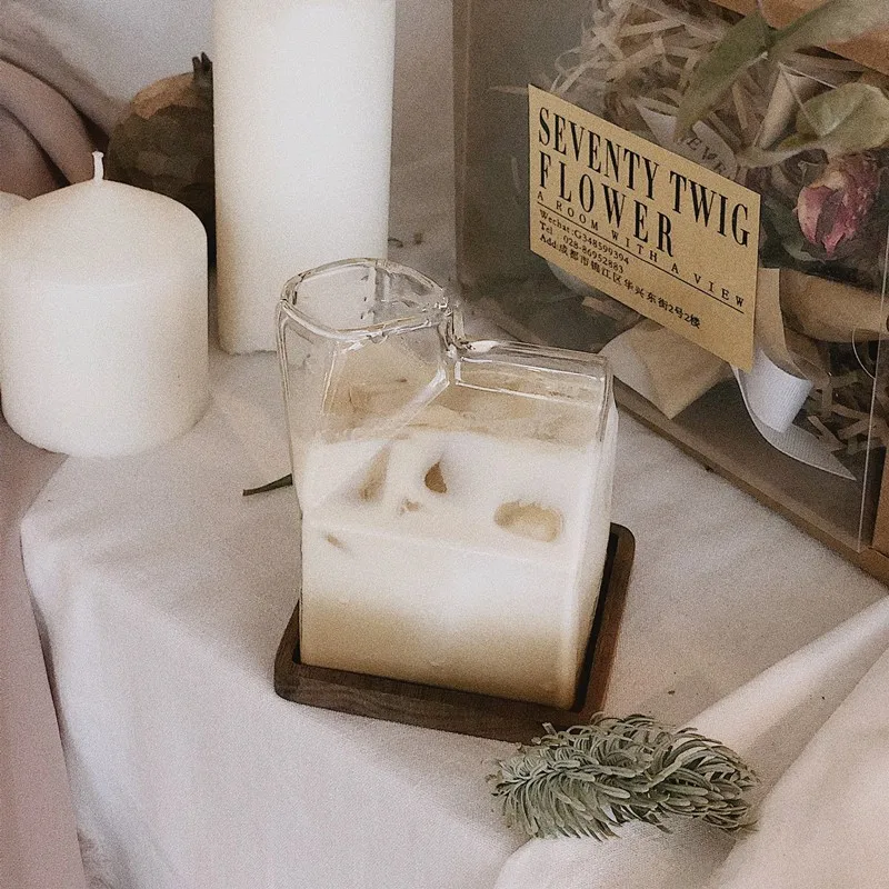 Квадратная стеклянная кружка для молока в японском стиле термостойкая Кружка 380