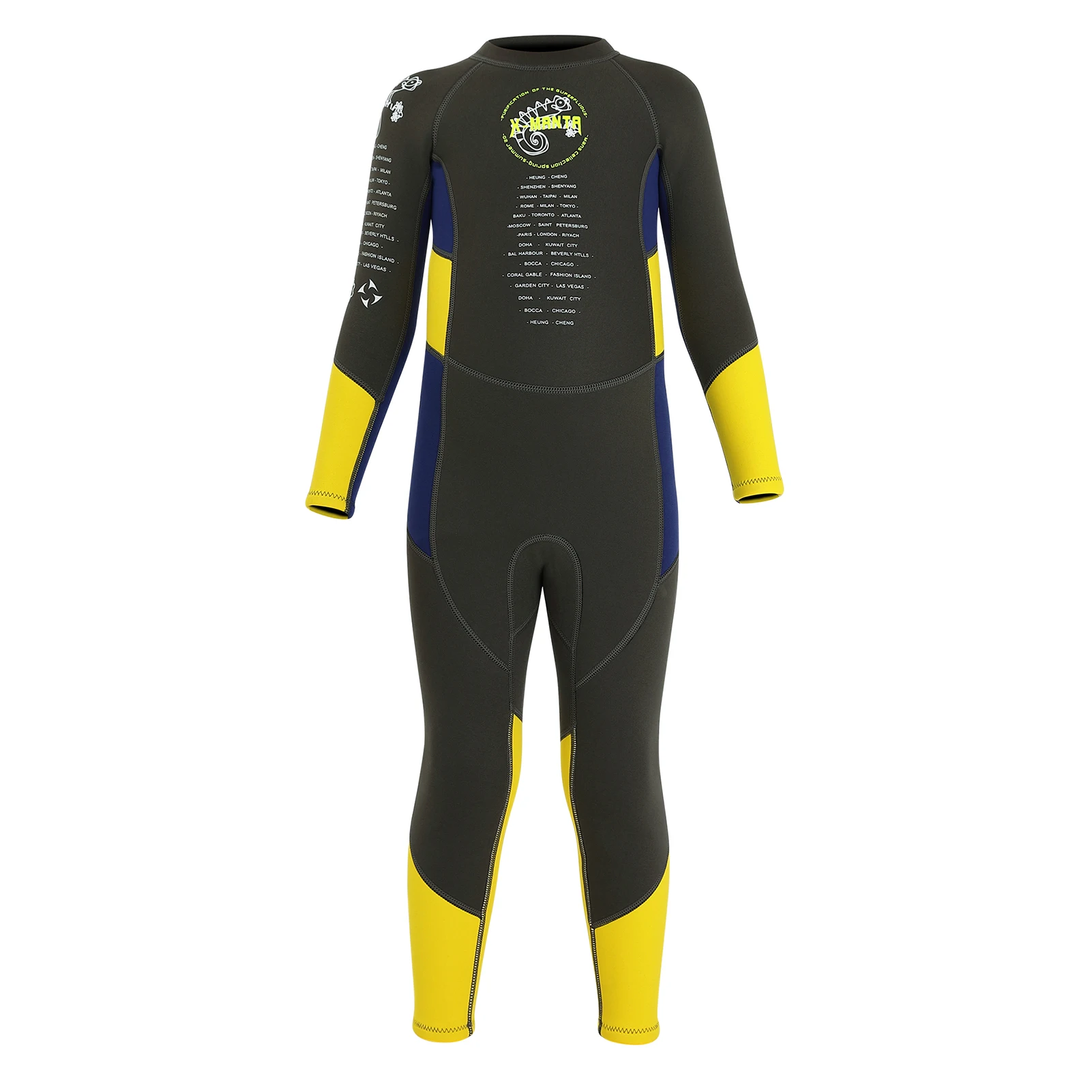 

Boys Wetsuit Long Sleeve Diving Swimsuit with Safety Zipper Quick Dry One Piece Surf Suit for Water Sports