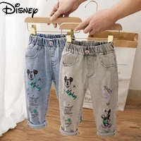 disney mickey mouse childrens casual all match fashion comfortable soft stretch pants jeans simple cartoon print