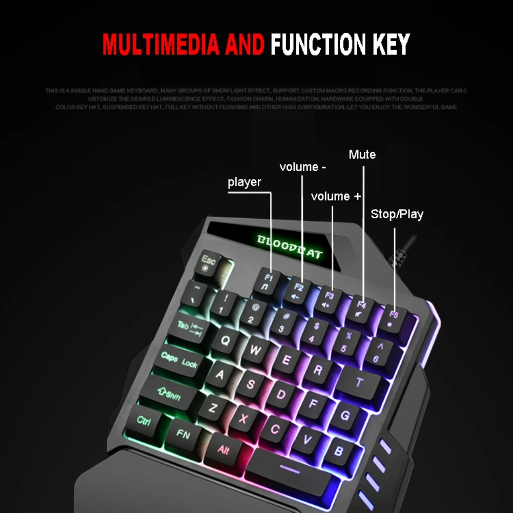 

35 Keys One-Handed Mechanical Gaming Keyboard, RGB Backlit Single Handed Gaming Keypad Game Controller for PC PS4 Xbox Gamer