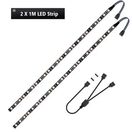 2 м задняя печатная плата RGB игровая Светодиодная лента корпус ПК освещение 12 В 4pin 5050 RGB коннектор(+ 12 В, G, R, B) для Mid Tower DIY Aura Sync M/B освещение - Испускаемый цвет: 2x100cm strip set