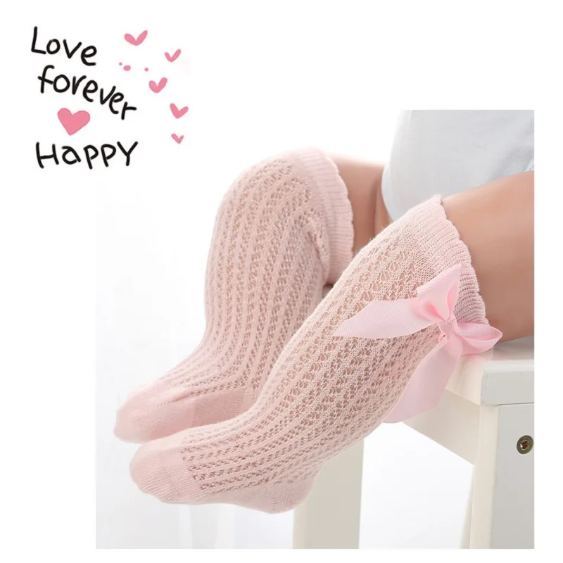 Socks Bow Summer Spring Mesh Newborn Baby Girls Kids for Christmas Winter Non slip Terry Cotton Sokken Princess Knee High Long|Носки| |