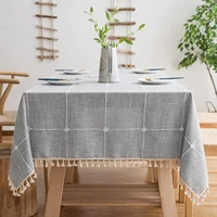 rustic lattice tablecloth 55x70inch cotton linen grey rectangle table cloths for kitchen dining party holiday tj4510