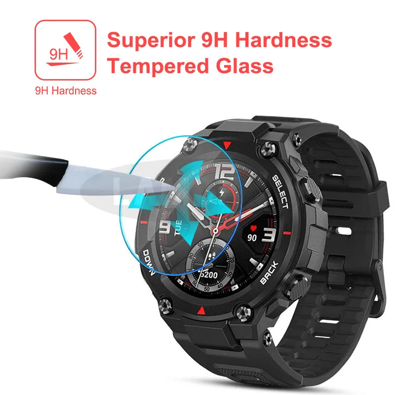 Защитное стекло для смарт-часов Huami Amazfit T-Rex закаленное 9H T-rex 2020 | Электроника