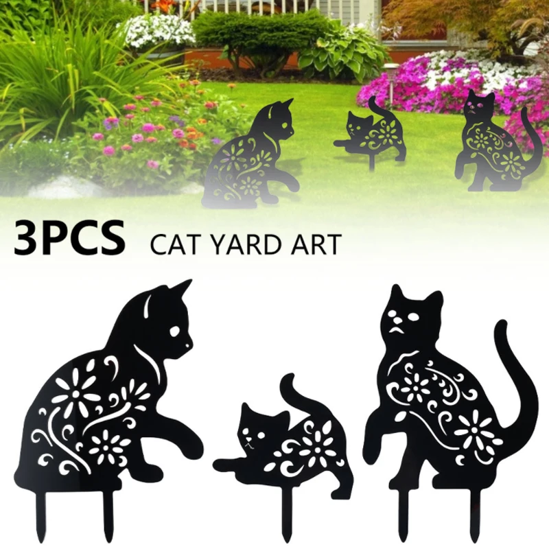 

1 шт. акриловый Черный кот сад украшения для улицы забор силуэт животных полый Фотофон для сцены