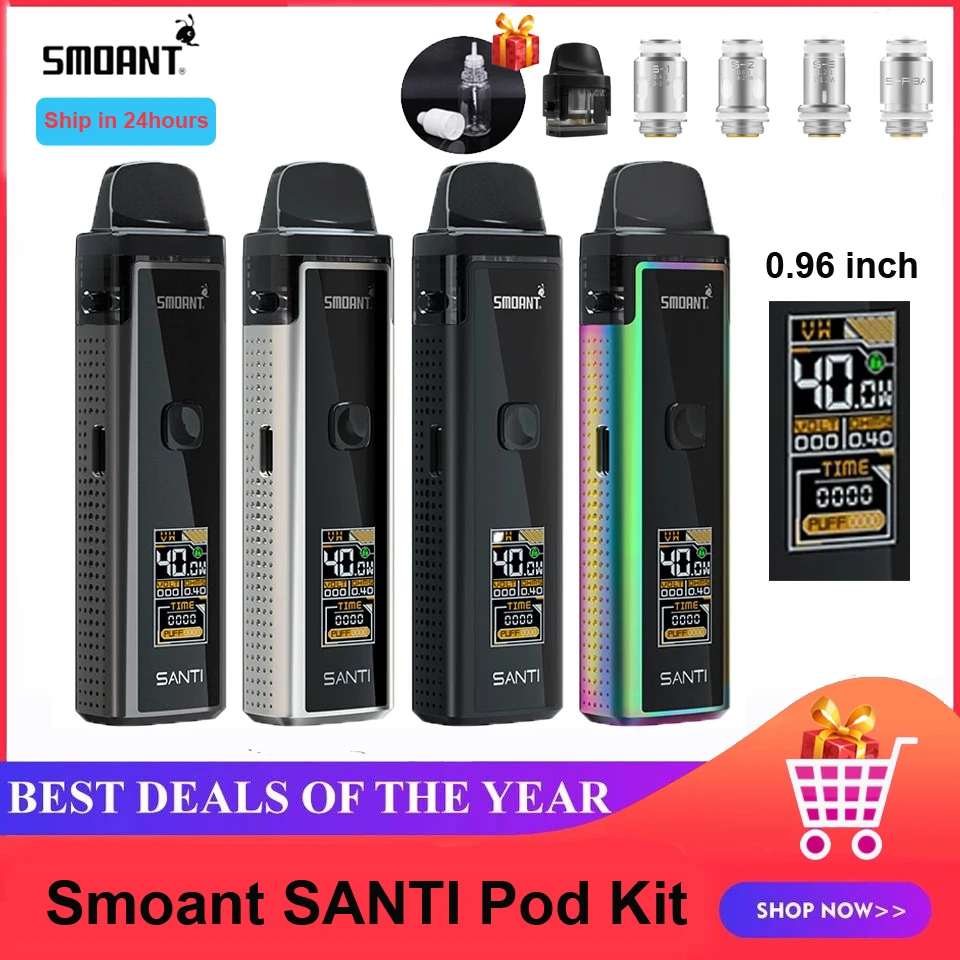 Вейп-набор Smoant Santi Pod 40 Вт 1100 мАч с картриджем 3 5 мл | Электроника