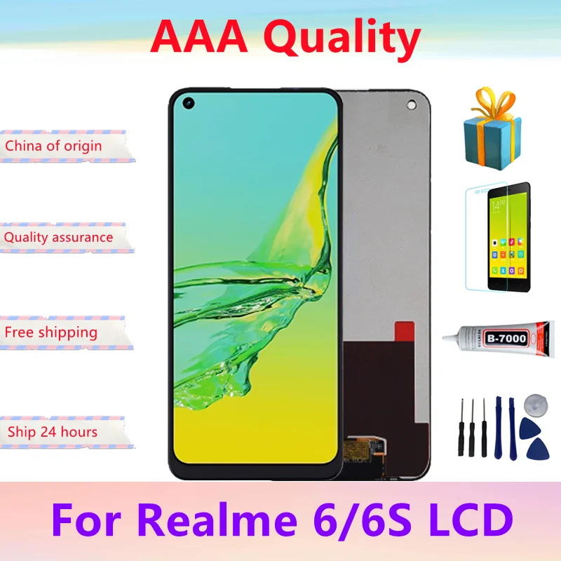 Оригинальный ЖК-дисплей 6,5 дюйма для Realme 6S RMX2002, сенсорный экран с дигитайзером и рамкой для Realme 6 RMX2001, ЖК-дисплей