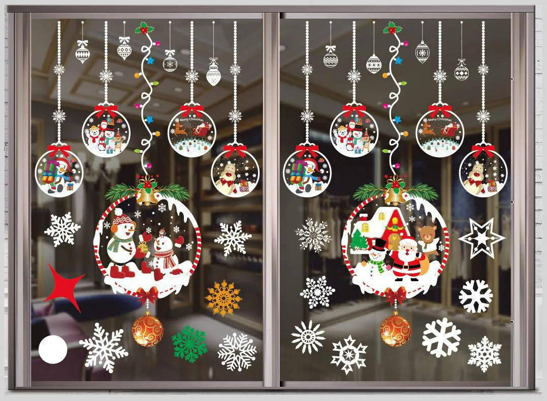 2PCS Christmas Tree Rotating Sculpture Train Decorations Paste Window Stickers Pegatinas For Home | Дом и сад