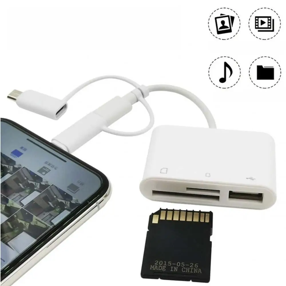 3 в 1 мульти адаптер Lightning/Type C/OTG кардридер для SD TF конвертер с Usb 2 0 IOS|Картридеры| |