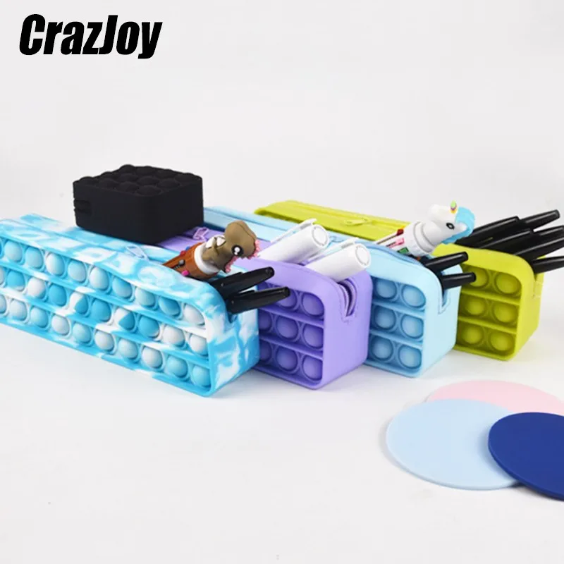 

New Push Bubble Fidget Toys For Children Pencil Case Children Stress Relief Squeeze Toy Anti Stress Soft Squishy Kids Toys Gift