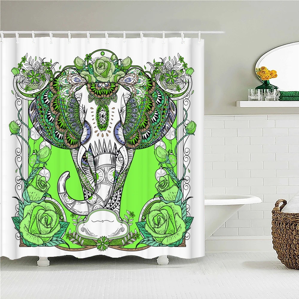 

Занавеска для душа в ванную комнату с индийским слоном, богемная, мандала, s, водонепроницаемая занавеска из полиэстера, занавеска для ванны,...