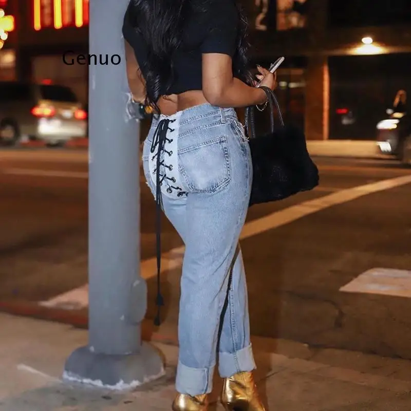 Женские прямые джинсы с заниженной талией синие винтажные повседневные