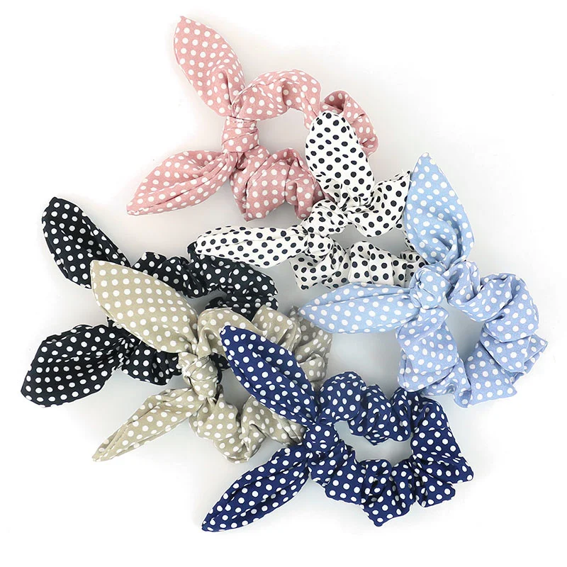 

Free shipping Fashion women rabbit ear dot Hair bands bunny hair scrunchies girl's hair Tie Accessories Ponytail Holder 2018