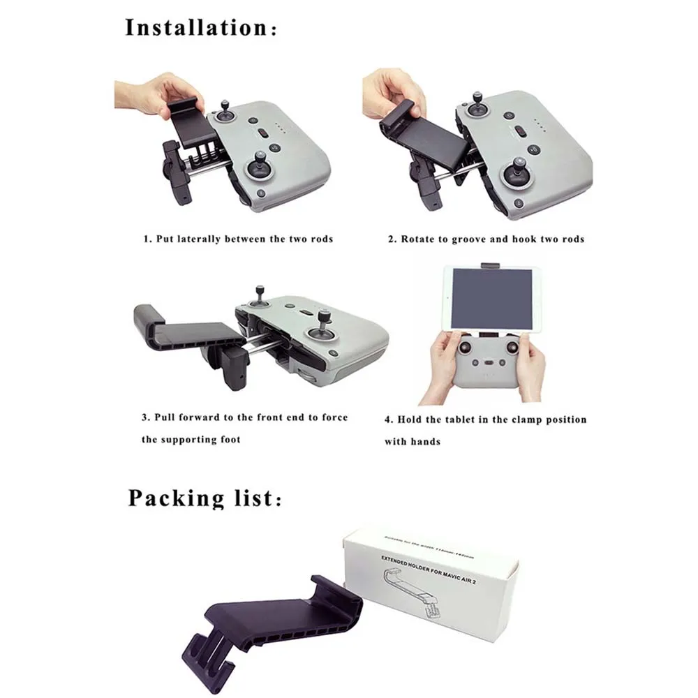 

ABS Tablet Extended Holder Fixed Photography Drone Accessories For DJI Mavic Air 2 Quick Release Extension Bracket Effortless
