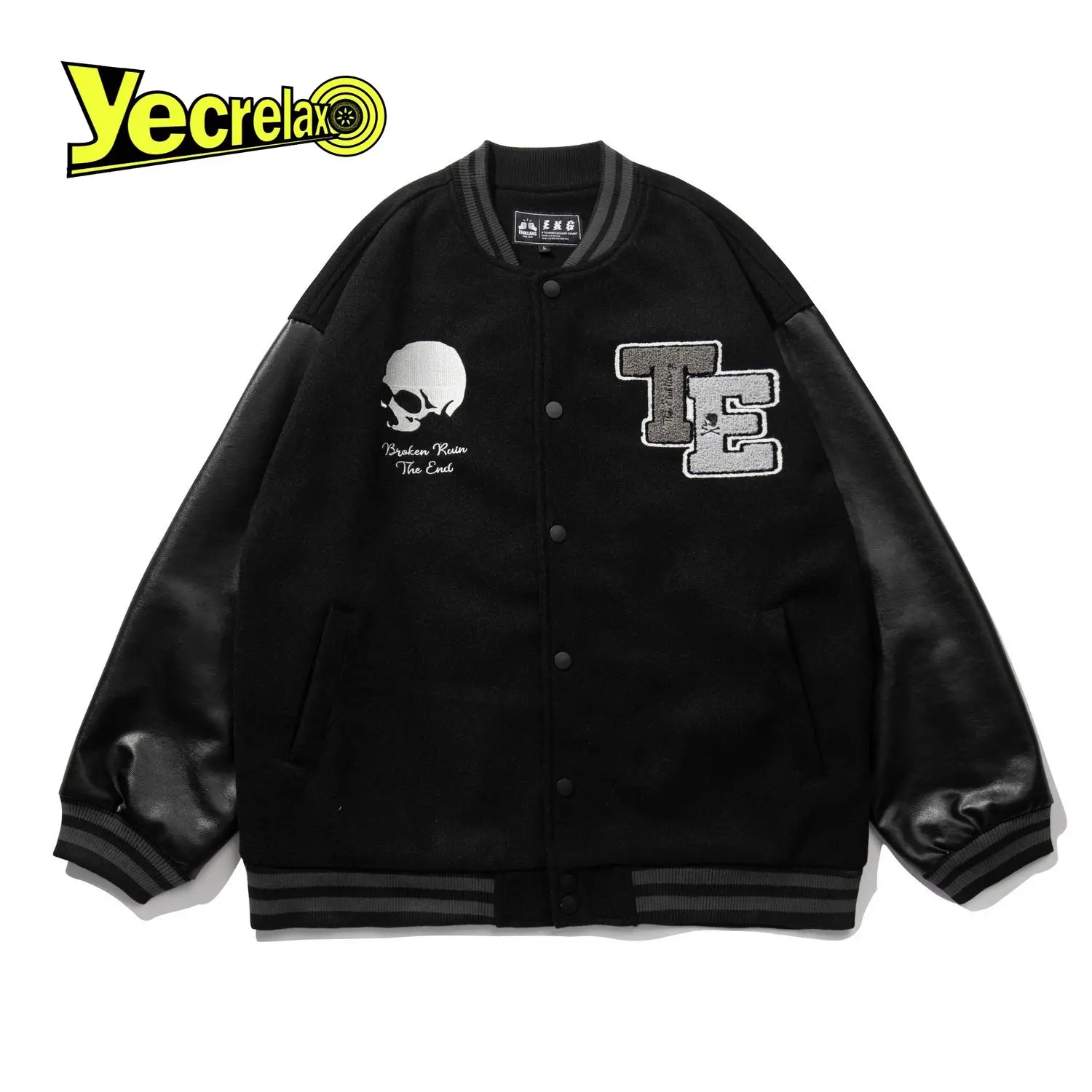 

Hip Hop Baseball Jacket Men and Women Embroidery Jacket Skull Streetwear Male Jacket Fashion Vintage Windbreaker Spring Autumn