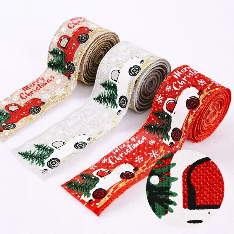 

Christmas Holiday DIY Fabric Swirl Ribbon Burlap Ribbon With Wired Edge Gift Wrapping Christmas Tree Ribbon Wreath Bows Hot