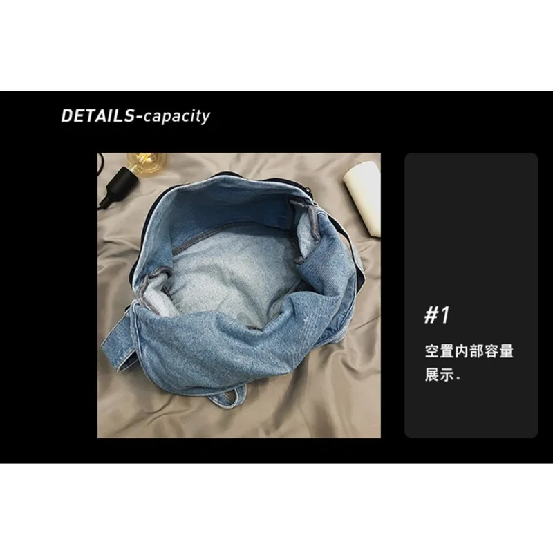 

Fashion Denim Women's Shoulder Bags large capacity messenger bag Jeans Ladies Handbags Casual big Travel bag blue Hobos