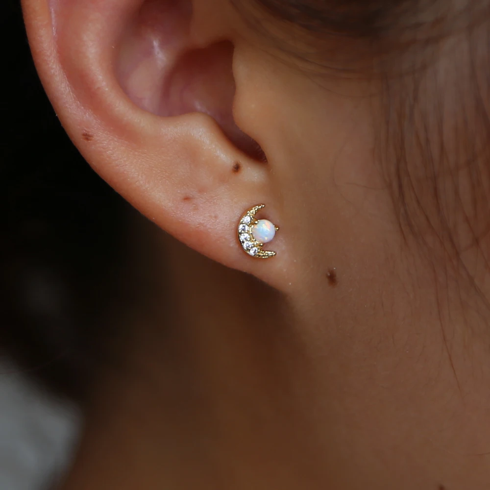 925 Стерлинговое Серебро кубического циркония серьги луна со шпилькой для женщин