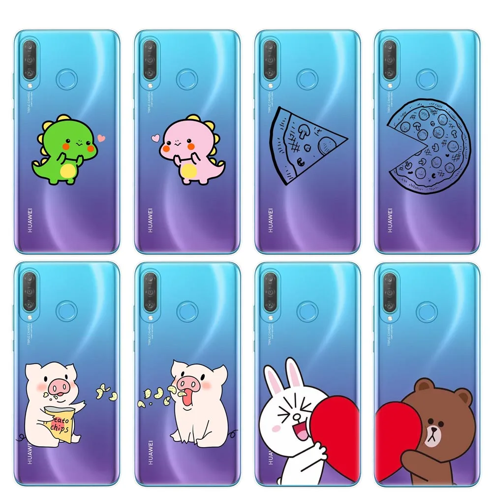 Мягкий ТПУ чехол для телефона с забавной пиццей и надписью Best Friends Huawei P30 P20 Lite Pro P10