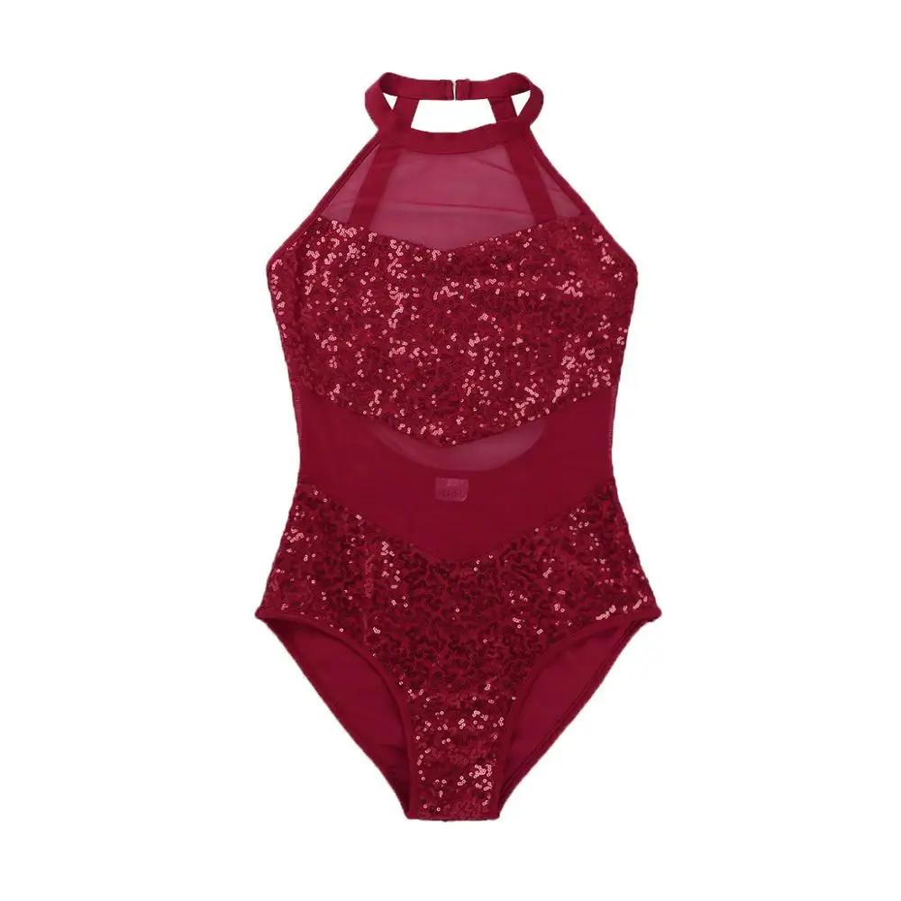 Женское балетное боди танцевальный костюм для классов взрослых блестящий