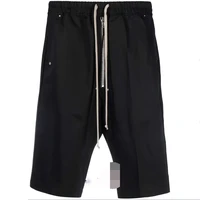 mens casual shorts sports pants beach pants summer new black elastic waist white rope design slim straight leg shorts