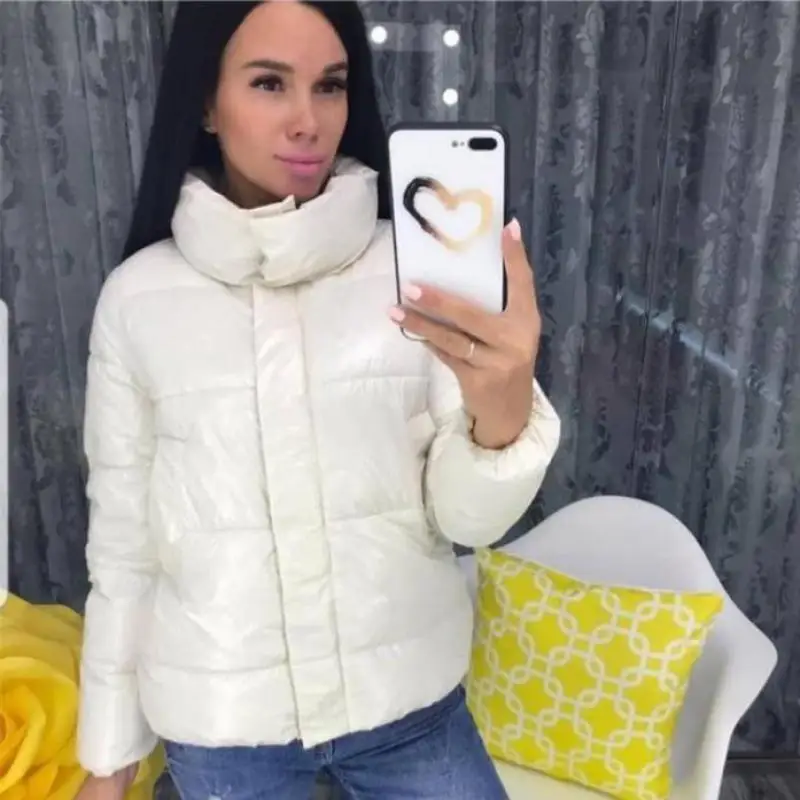 2019 Новая Осенняя зимняя короткая куртка Mujer Женская тонкая с длинным рукавом