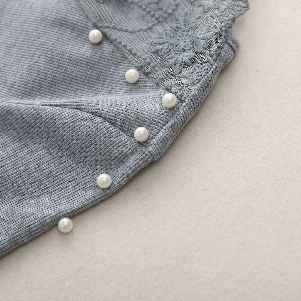 

Feminina V-Neck Lace Perspective Mesh 2019 Sexy Women Blouse Tops Solid Hollow Lady Knitted Beading Blusas Slim Fit Shirts M0344