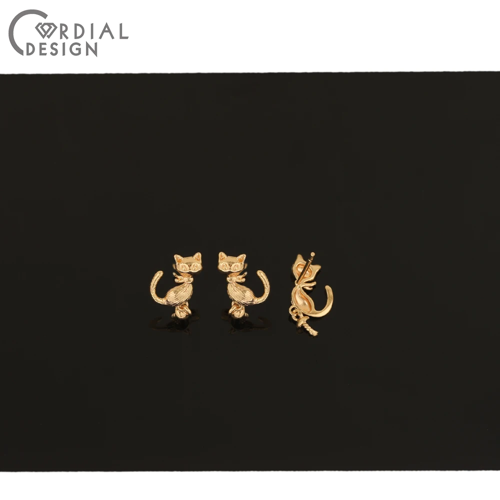 

Cordial Design 30Pcs 9*16MM Jewelry Accessories/Earrings Stud/Hand Made/Cat Shape/Genuine Gold Plating/DIY Earring Findings