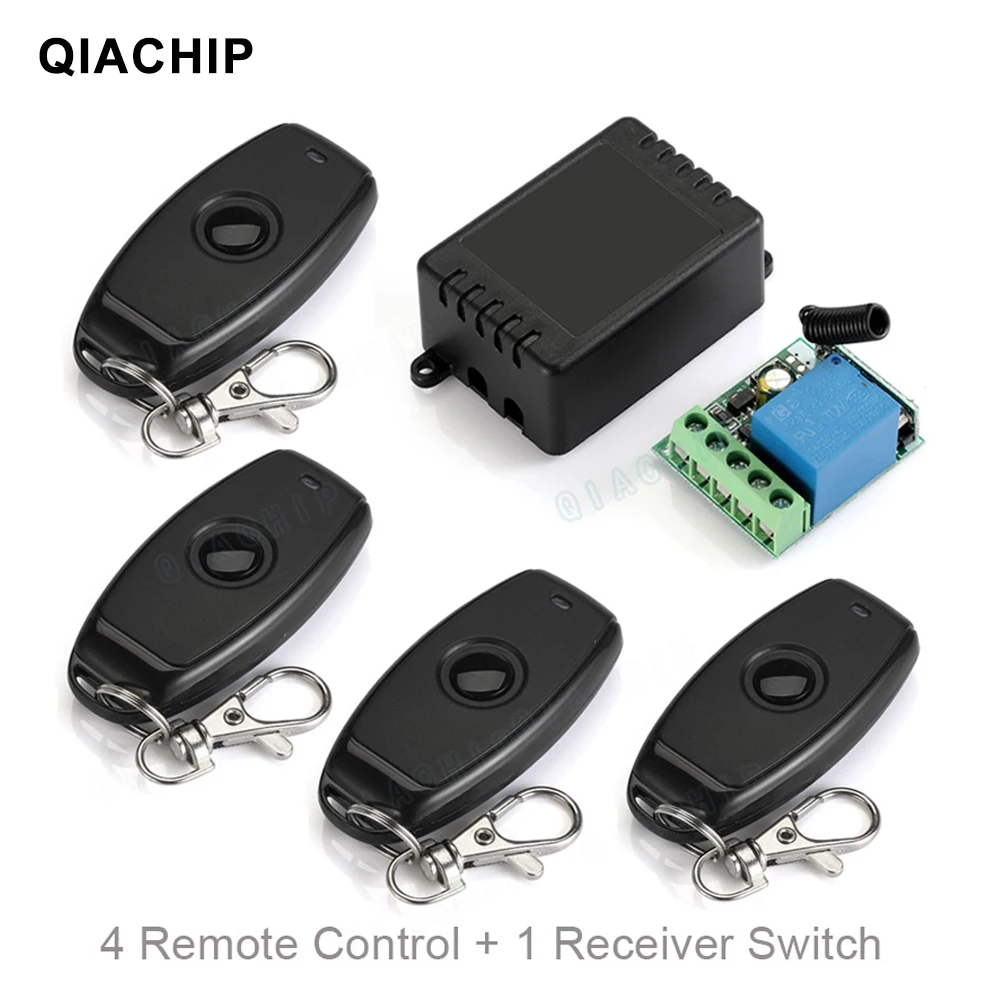 

QIACHIP 433Mhz Universal Wireless Remote Control Switch DC 12V 1CH Relay Receiver Module RF Transmitter 433 Mhz Remote Controls