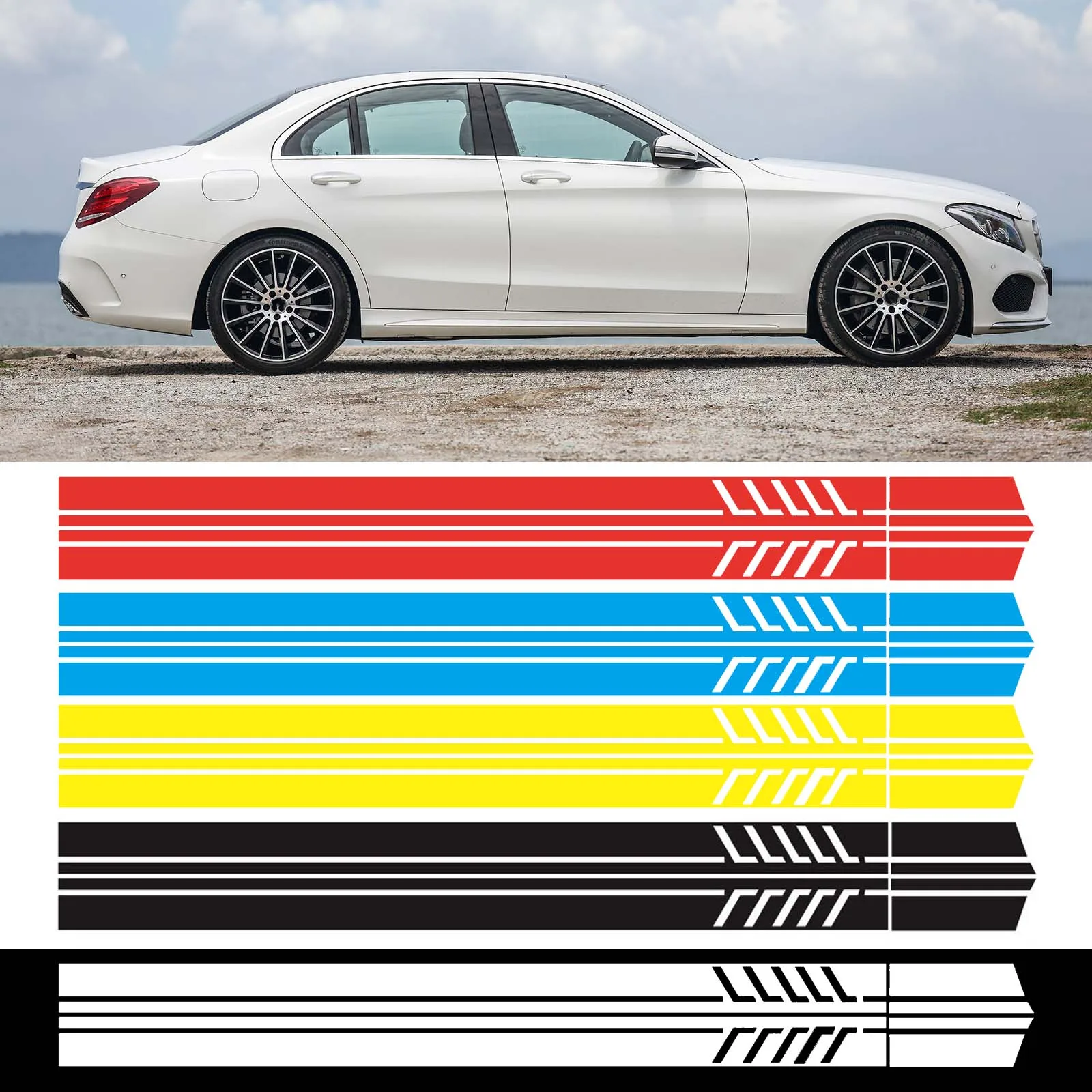 

Areyourshop 2 шт. боковая юбка полосы Наклейка Стикер для Benz C Класс W205 W204 черные автомобильные автозапчасти
