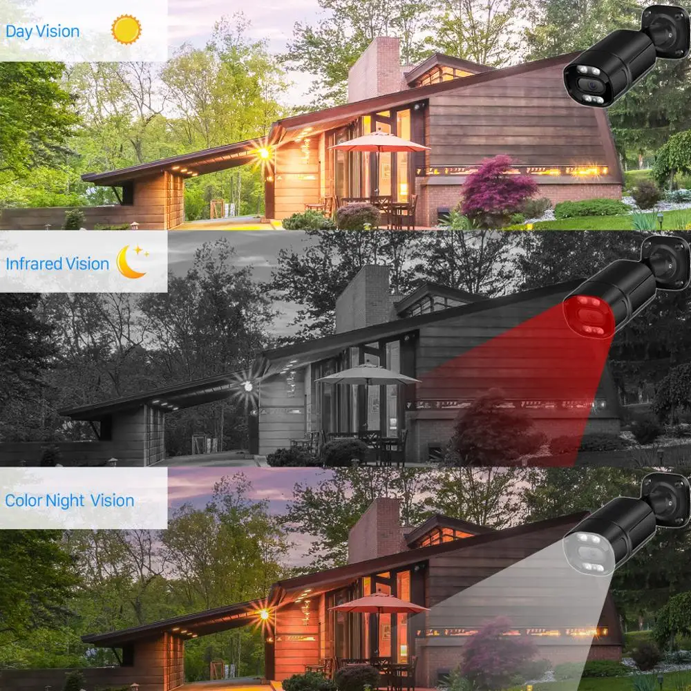 5mp color night vision ip camera outdoor 1080p poe waterproof two way audio poe camera ip ai human detection xmeye remote view free global shipping