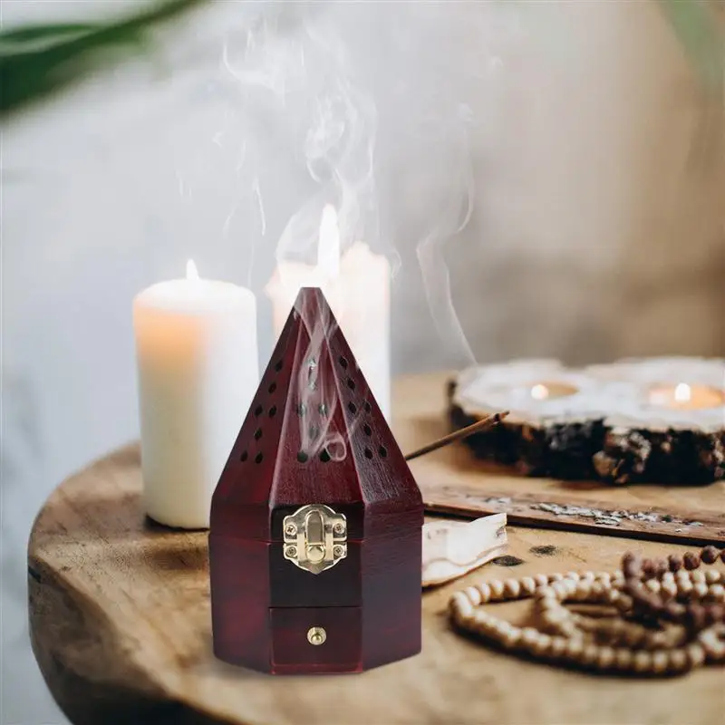 

Antique Pine Wood Aromatherapy Box Wooden Hollow Incense Burner Pine Aromatherapy Box Pyramid Wood Hollow Home Incense Burner