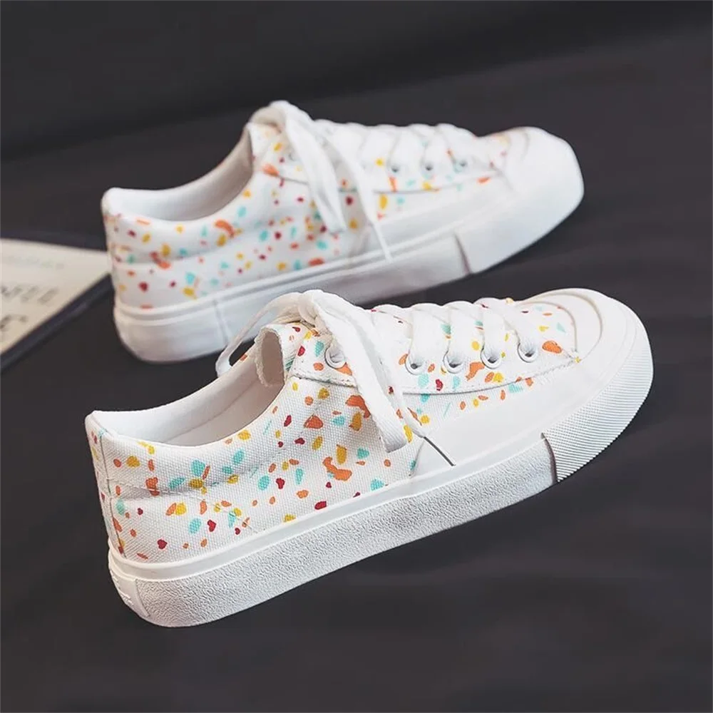 Кеды женские с цветочным принтом повседневные холщовые кроссовки на шнуровке