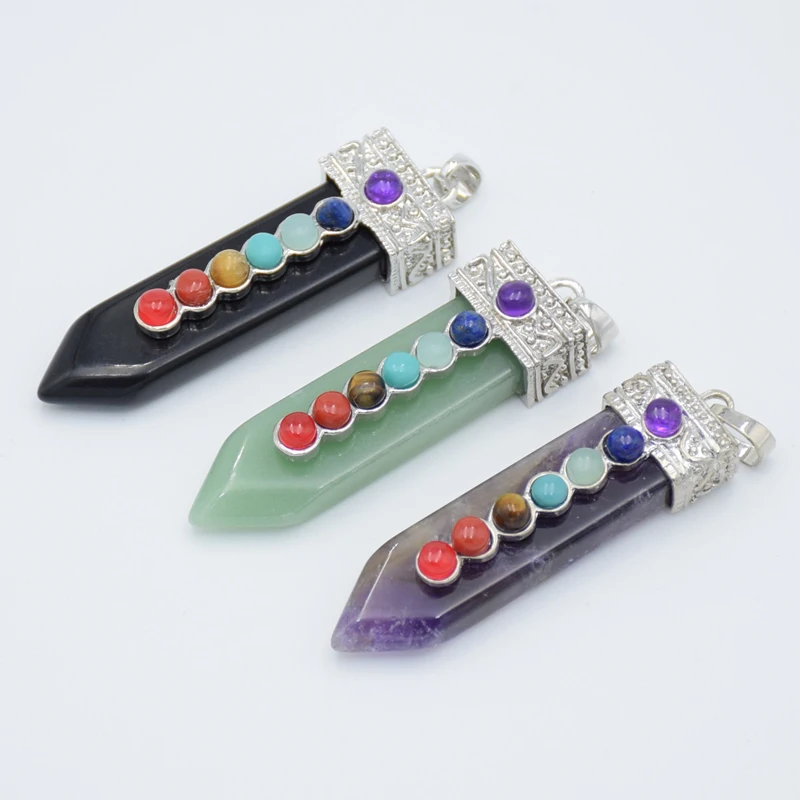 Натуральный тигровый глаз Круглый драгоценный камень 7 ожерелье чакры подвески