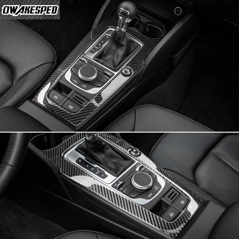 

Углеродные волоконные наклейки автомобиля рычага переключения передач Панель рамка наклейки для Audi A3 8V 2013-2019 авто Интерьер центр крышки от...