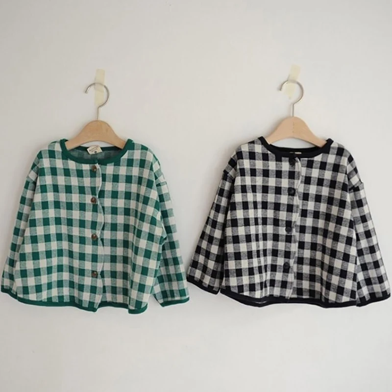 

Children Plaid Long Sleeve Coat Korean Style Clothing Baby Girls Boys Spring Autumn Jackets Outwear 2021 Fashion Top 6 Y Clothes