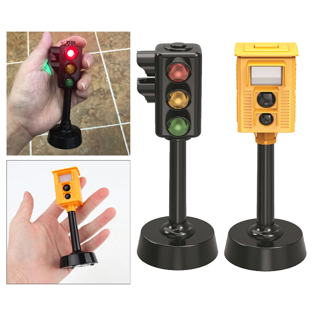 L&aacute;mpara de se&ntilde;al de tr&aacute;fico de pl&aacute;stico en miniatura para ni&ntilde;os, luz de sonido, juguetes educativos-3