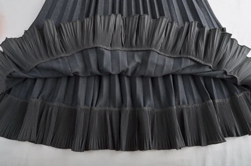 

Fashion Autumn Winter Boots Skirts Elastic High Waist A Line Female Bling Ruffles Skirt Pleated Skirts Pleated Skirt Office Lady