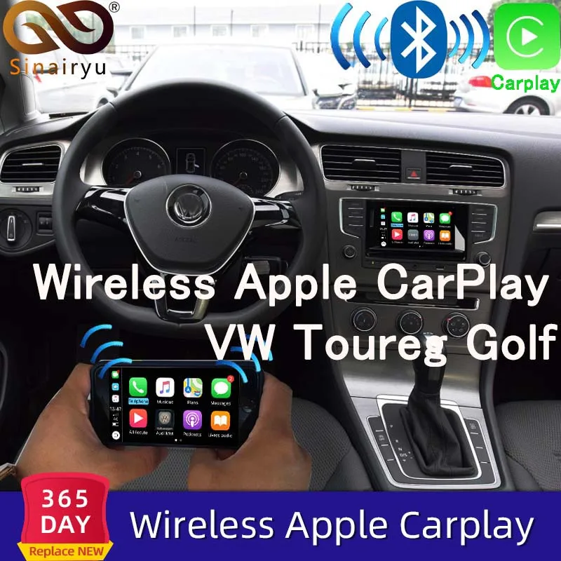 Sinairyu Wifi беспроводной Apple Carplay для 2010- Volkswagen Toureg Golf с iOS13 Android зеркало Android авто зеркало в форме яблока