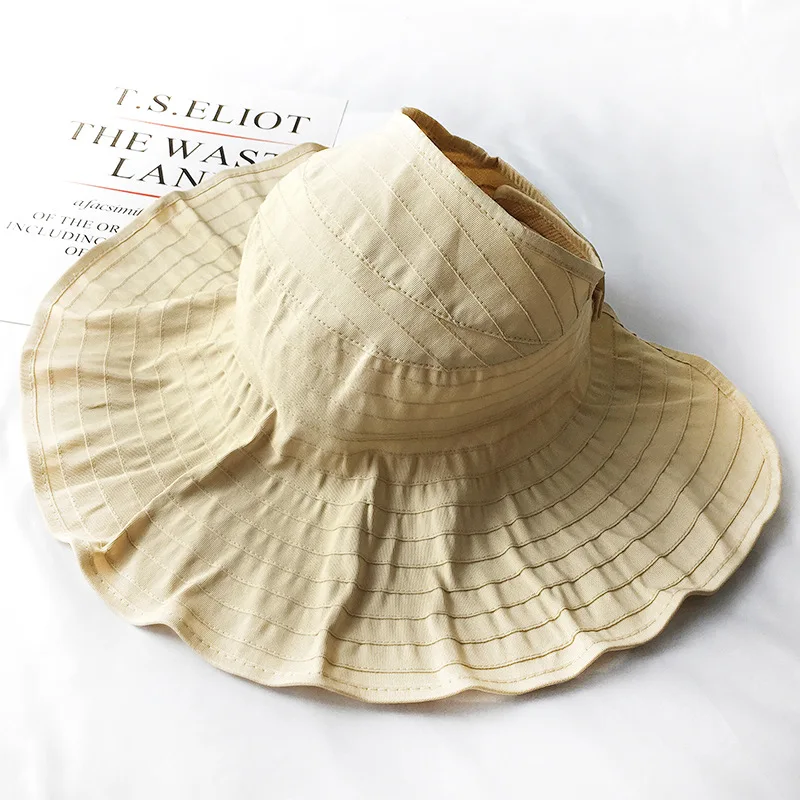 

10-color Big Eaves Empty Top Fisherman Hat Ladies Summer Foldable Sunscreen Sun Hat Korean Outdoor Leisure Wild