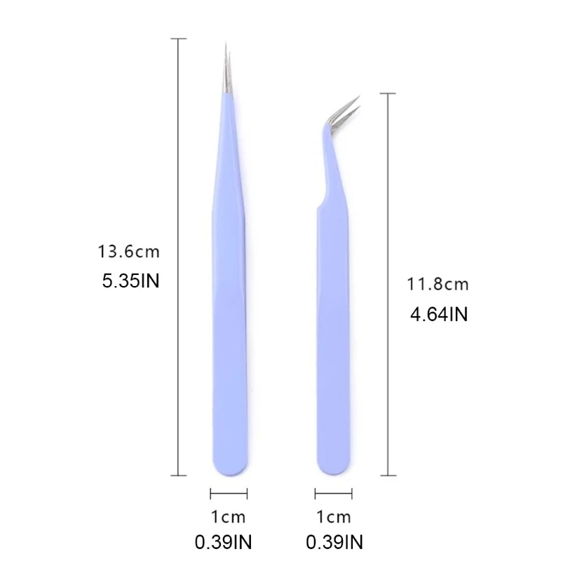 

Q1QD 1pc Metal Tweezers for Eyelash Extensions Straight Curved Tip Tweezers Nippers