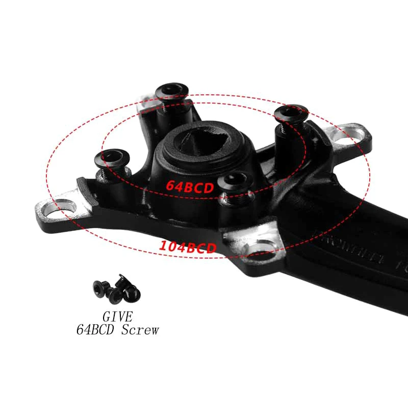 Звездочка для велосипеда 104BCD MTB Велосипедное квадратное отверстие 170 мм 175