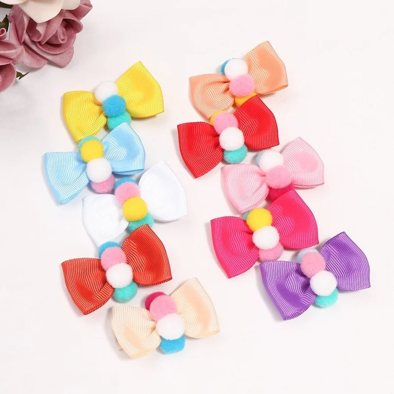 Mini horquillas de colores para ni&ntilde;a, horquillas con lazo, accesorios para el cabello, hecho a mano-2