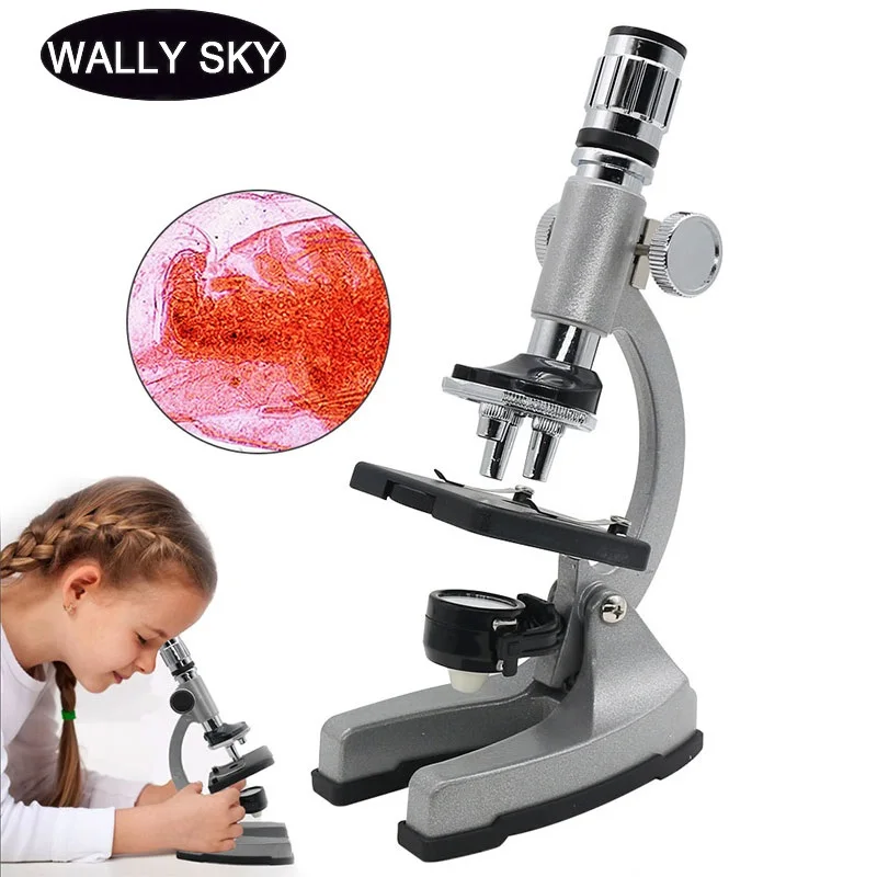 Металлический микроскоп с подсветкой монокулярный Биологический подарок для