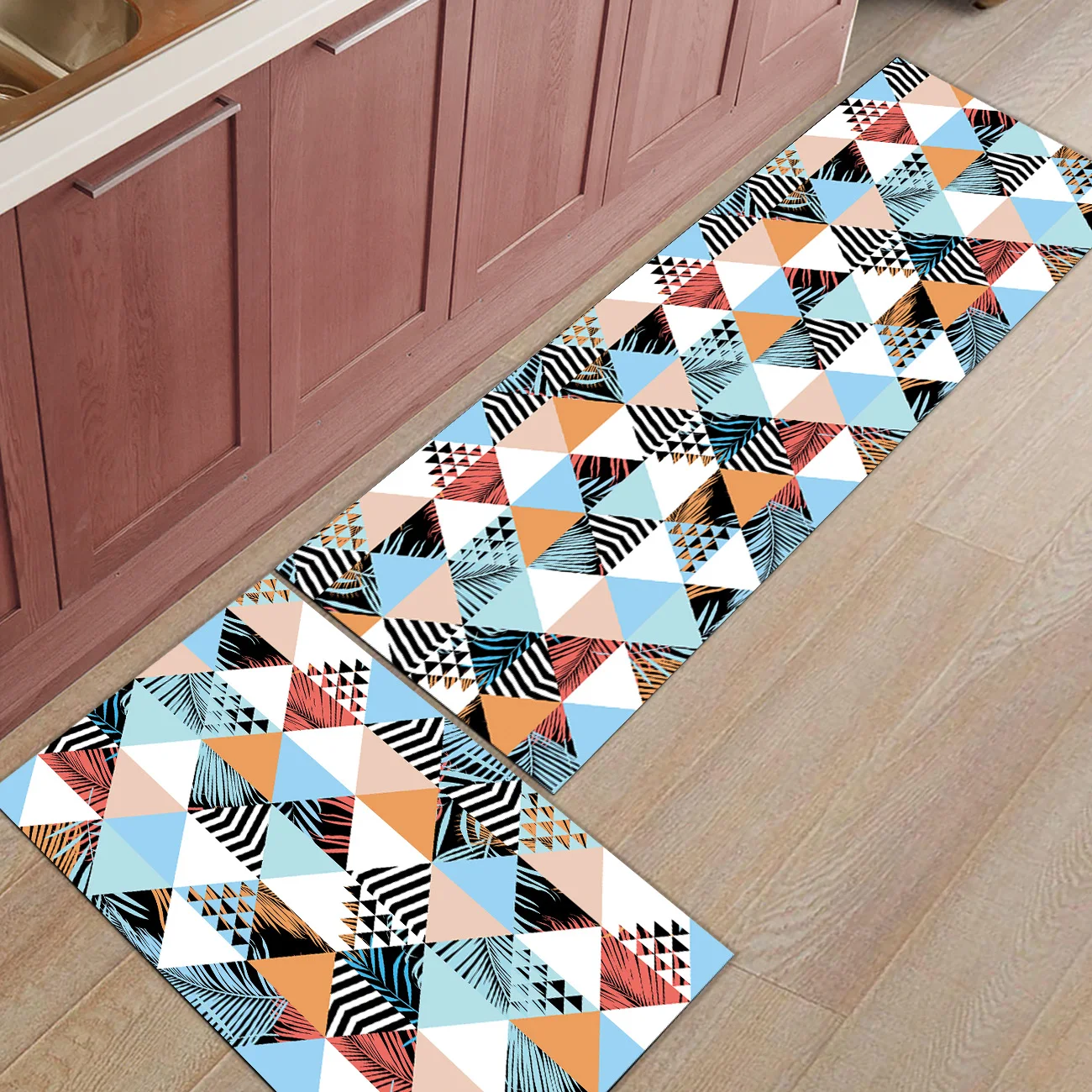 Абстрактная Геометрия с акварельные изображения 2 шт. коврик для кухонных дверей