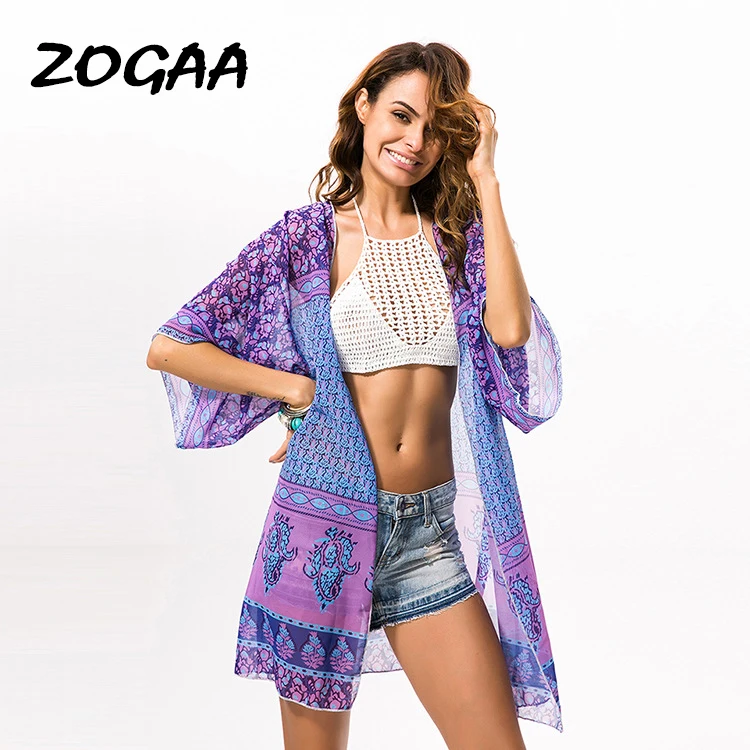 

ZOGAA 2020 богемная пляжная Праздничная верхняя одежда белый шифоновый кардиган
